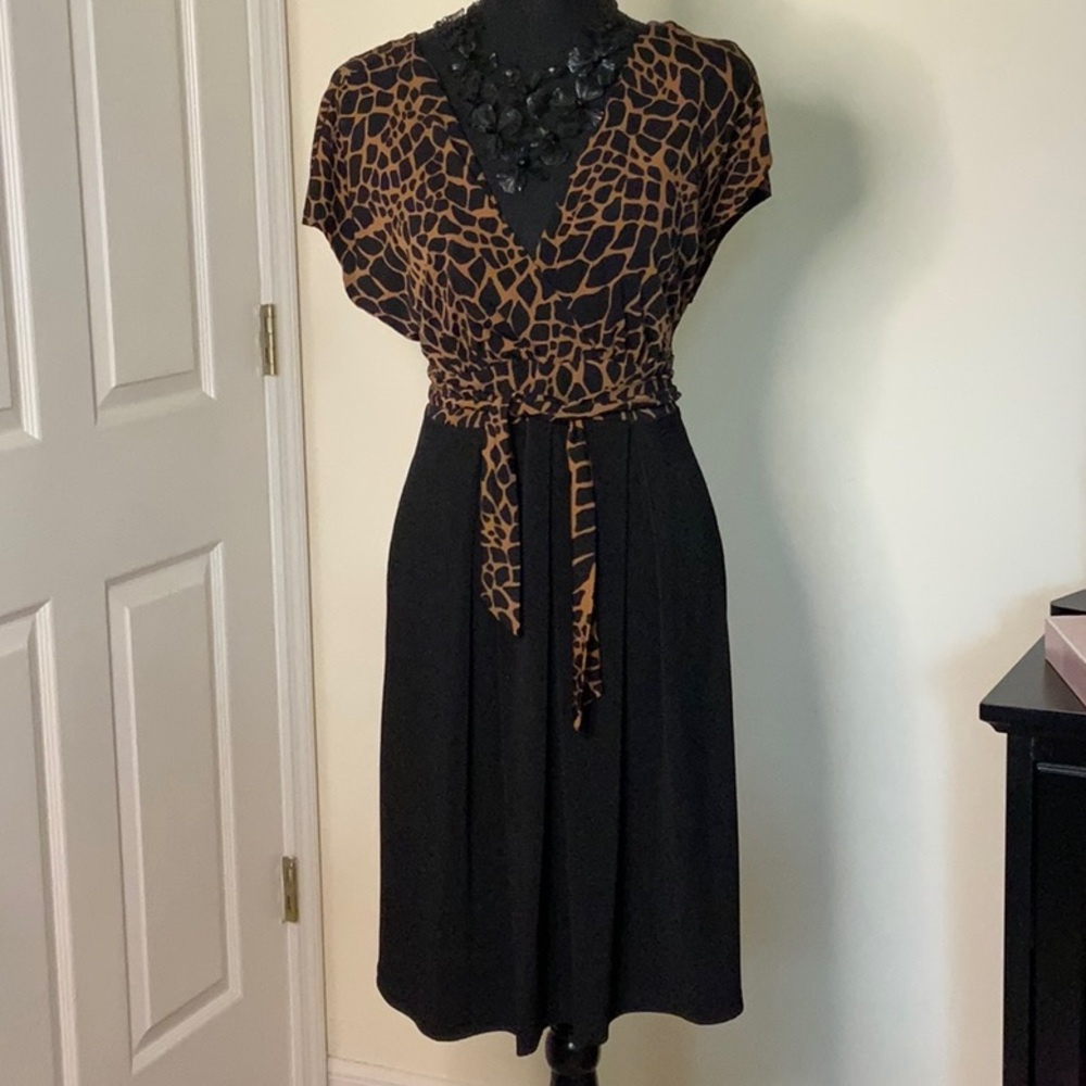 Animal‑Print Empire Waist Dress – Flattering & Versatile – Gently Used